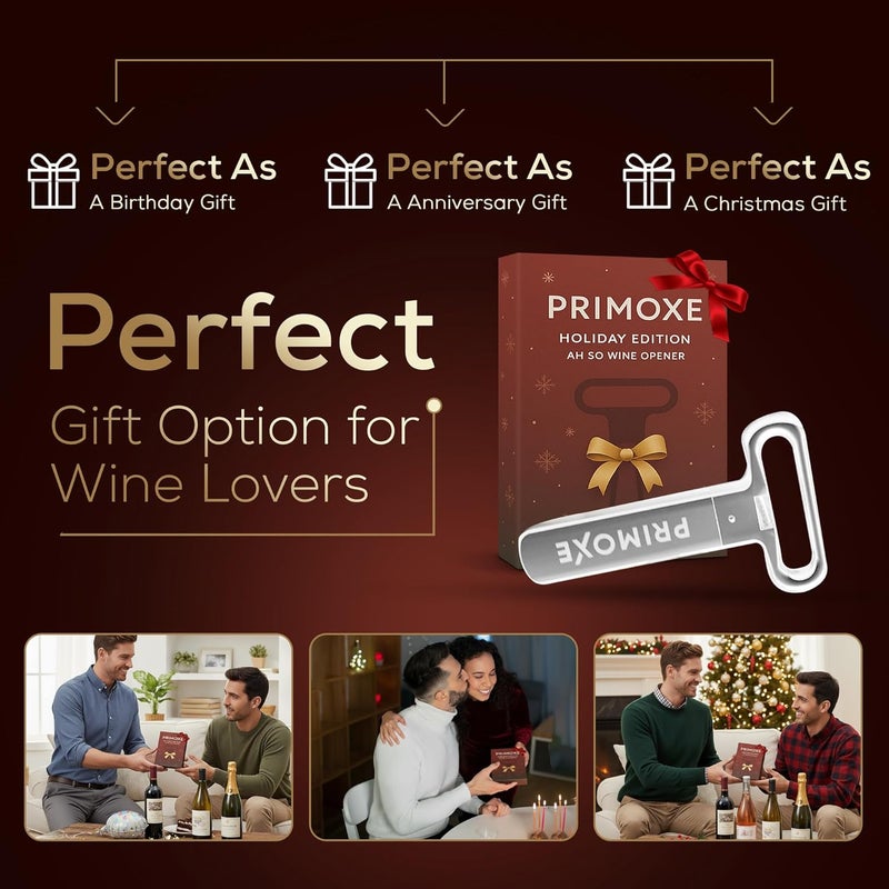 PRIMOXE Christmas Stocking Stuffers for Men Ah So Two Prong Wine Opener & Bottle Opener Professional Stainless Steel Corkscrew Wine Bottle Opener Champagne & Travel Cork Puller Gift - Image 3